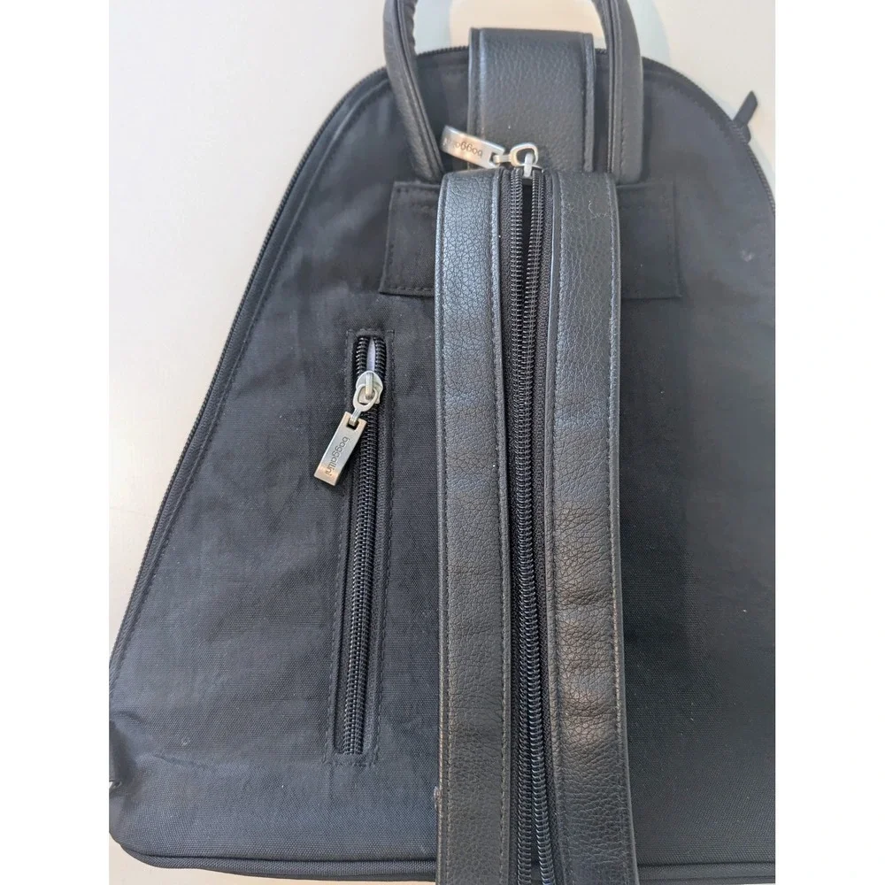 Baggallini Convertible Backpack Sling Bag Black Nylon Teardrop Travel Purse